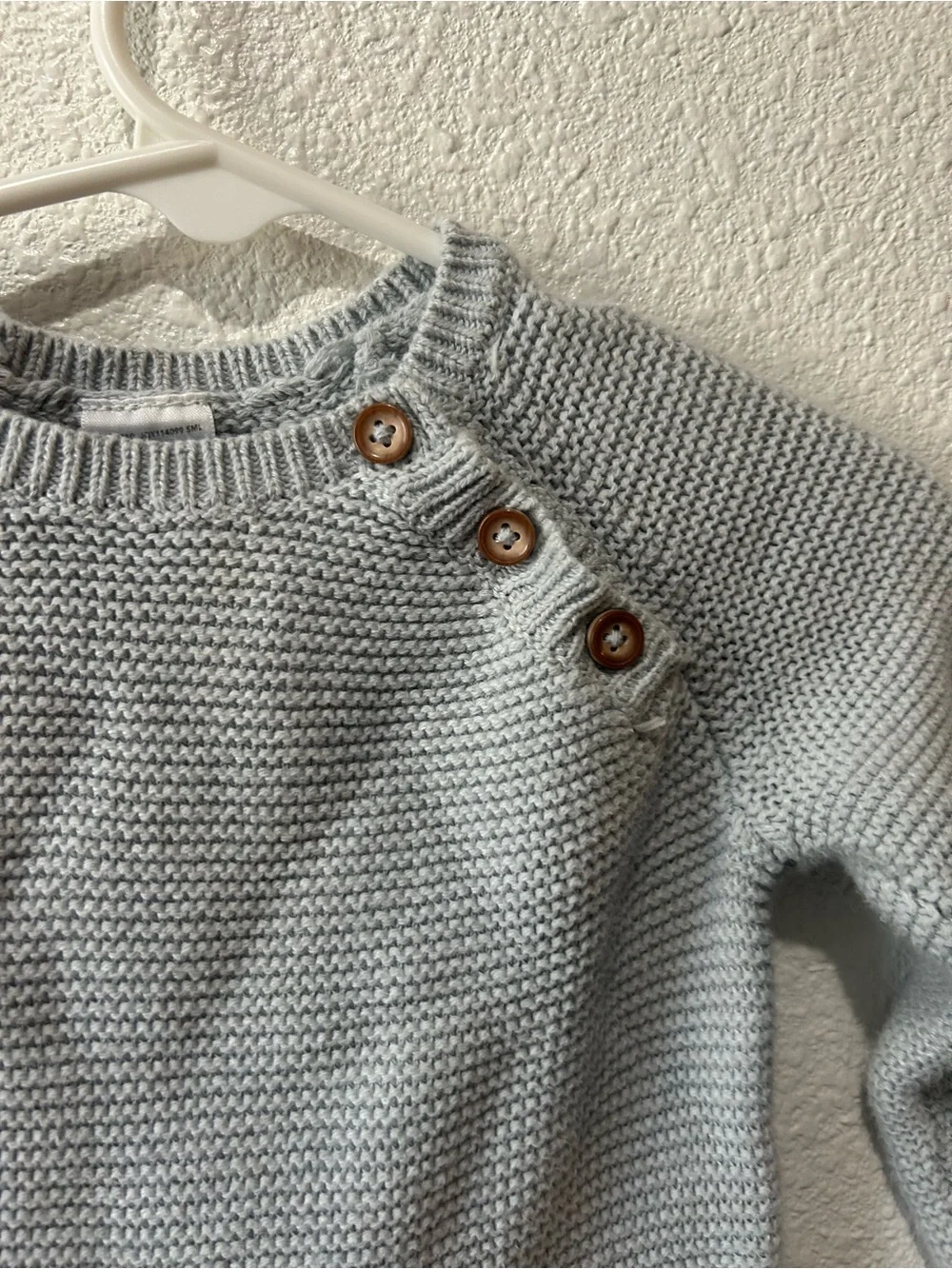 Knit Baby One-Piece Romper in Light Gray